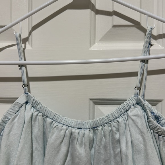 NEW w/tags Chambray Denim Fringe Off or Cold Shoulder Dress light weight & soft - Picture 10 of 10